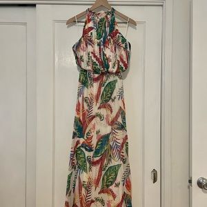 Tropical Halter Neck Maxi Dress